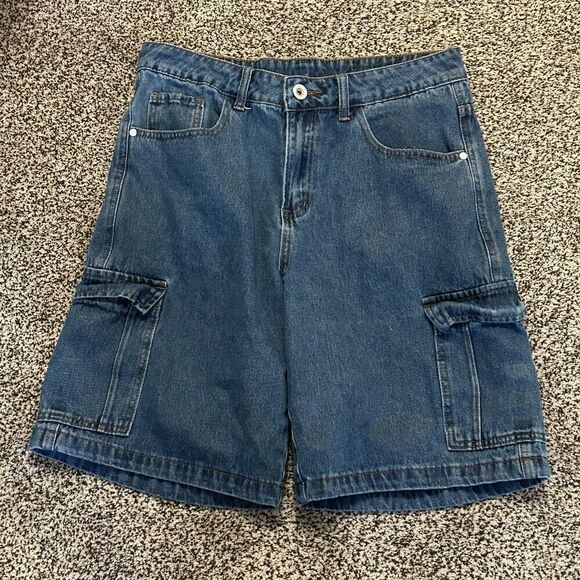 Jean Utility Shorts Size 36, 6 Pockets Unisex Relaxed Fit Legs Cargo - Picture 3 of 4